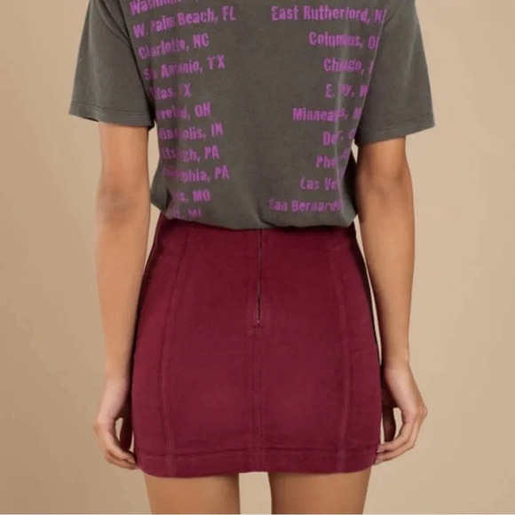 Free People Modern Femme Corduroy Mini Skirt New sz 10 Mulberry Color - Picture 3 of 11